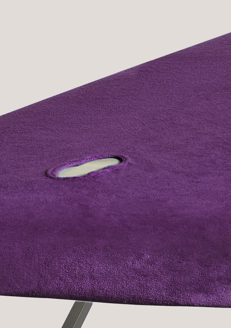 Fluffy terry cover for therapy and massage table with facial cut-out