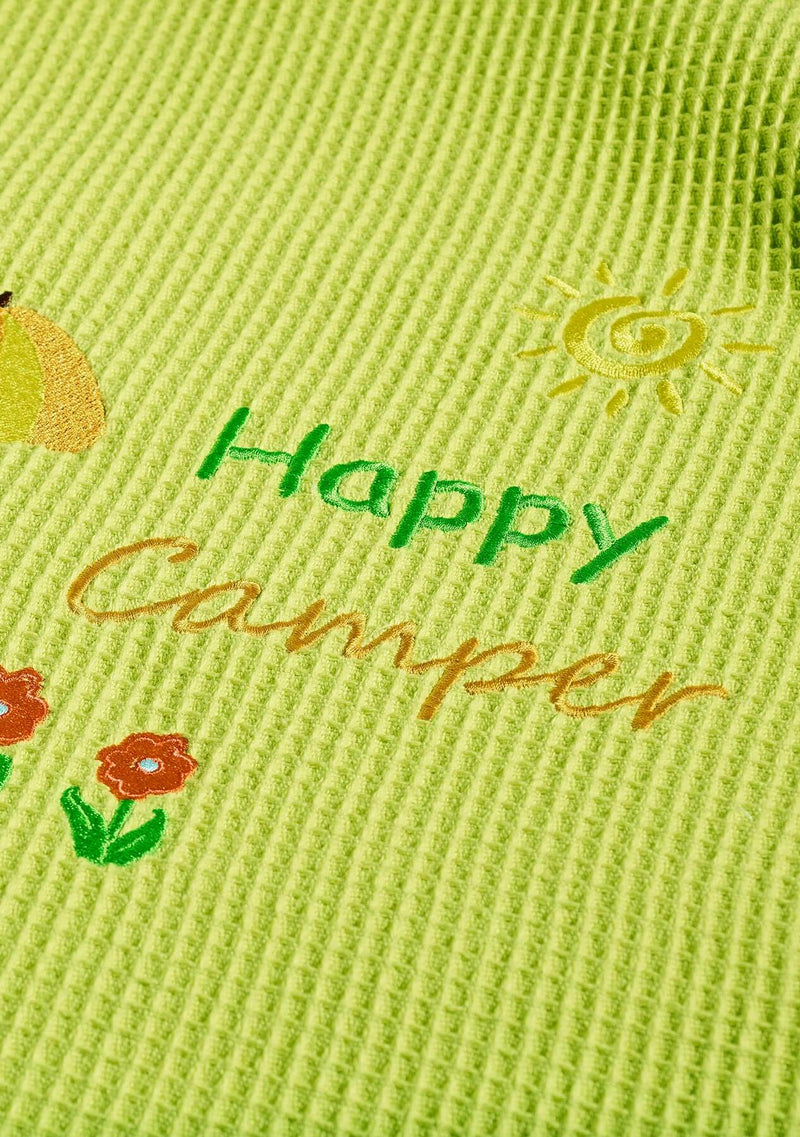 La Diva HAPPY CAMPER pique blanket embroidered