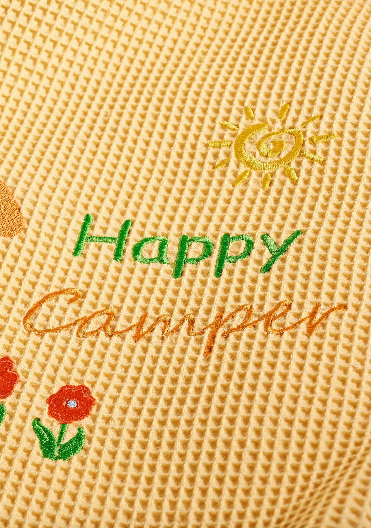 La Diva HAPPY CAMPER pique blanket embroidered